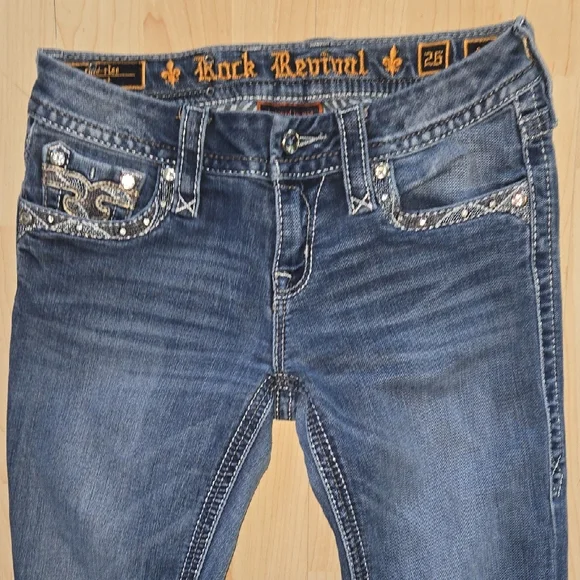 Rock Revival Women's Mid Rise Boot Sapphire Jeans Size 26 - Picture 6 of 12